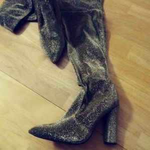 Thigh high gold boot
